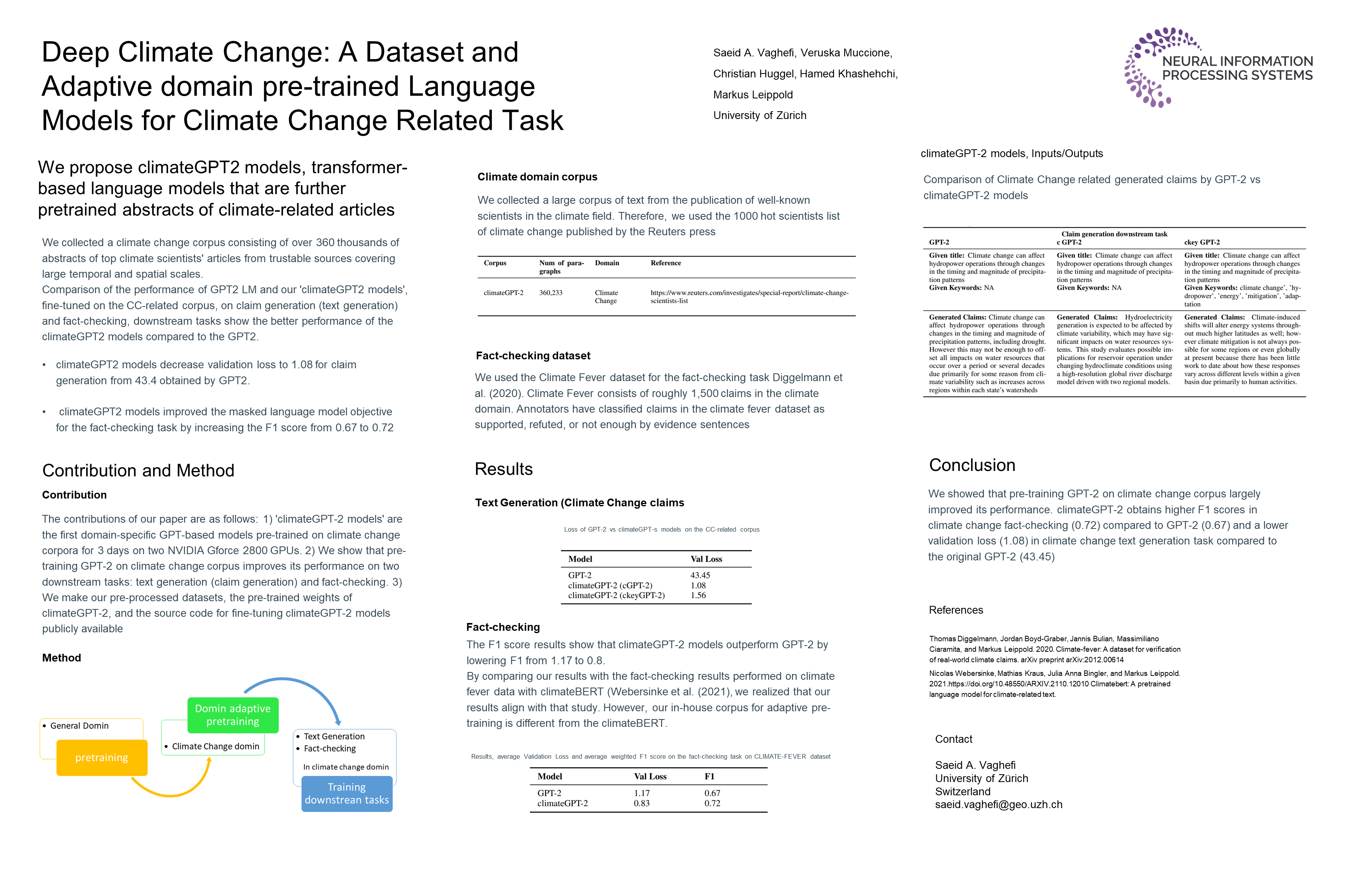 NeurIPS Deep Climate Change A Dataset and Adaptive domain pretrained Language Models for